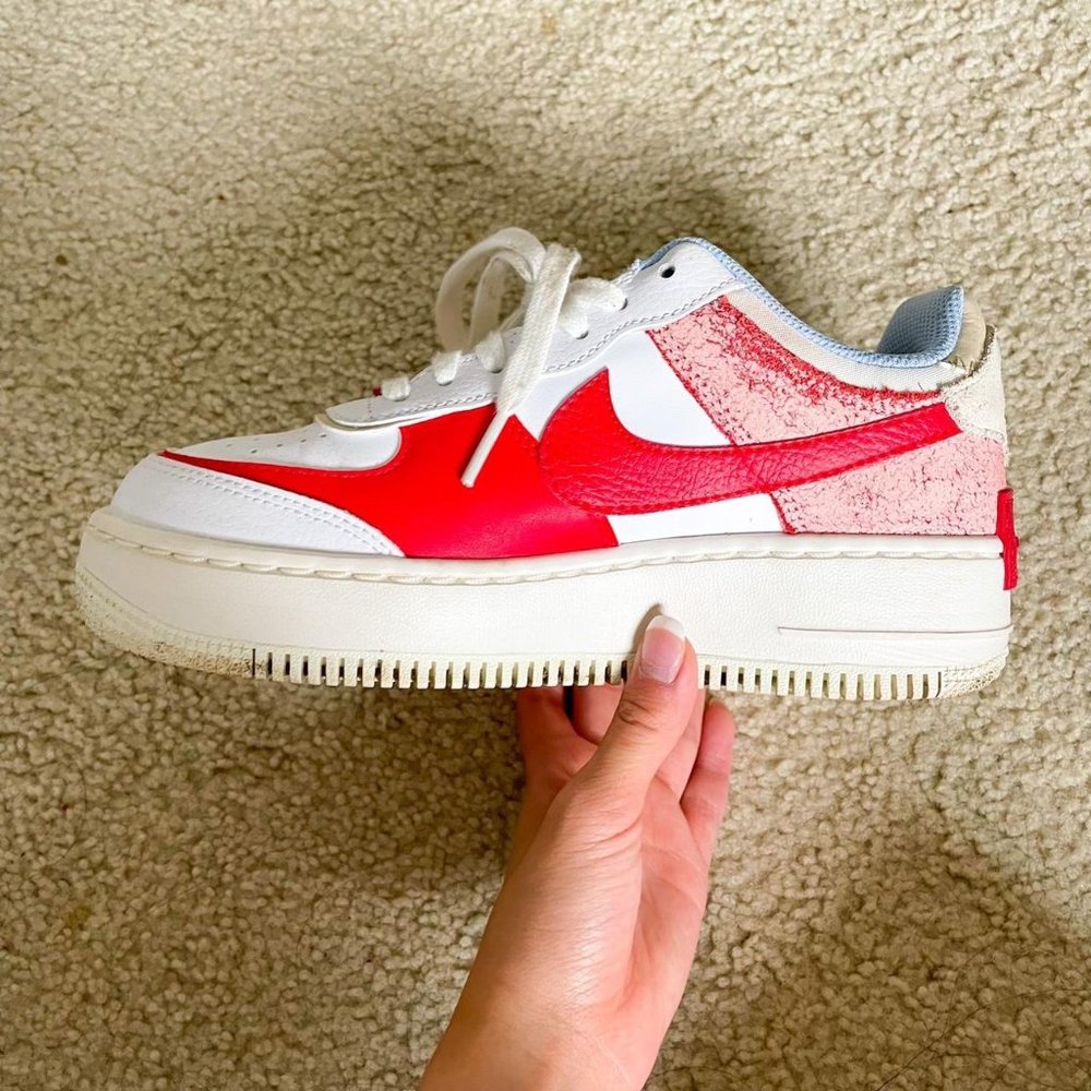 Nike - Pink, Red, and Baby Blue Shadow Air Force 1s